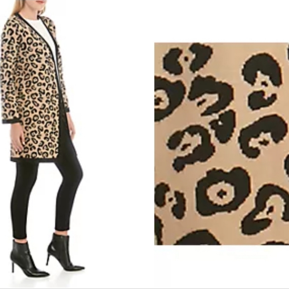 Leopard Jacquard Duster Cardigan - Picture 2 of 3